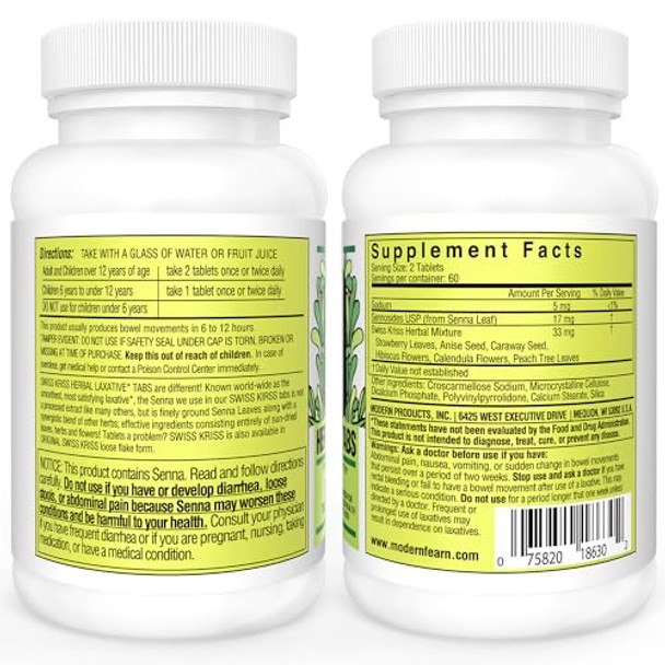 Swiss Kriss Herbal Laxative Tablets Natural Laxatives For Constipation Relief Senna Laxative 250 Tablets