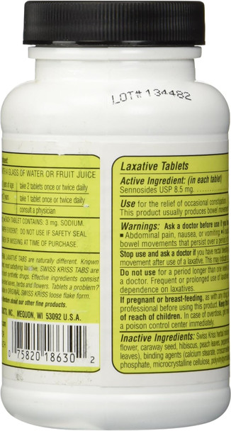 Swiss Kriss Herbal Laxative Tablets Natural Laxatives For Constipation Relief Senna Laxative 250 Tablets (Pack Of 2)