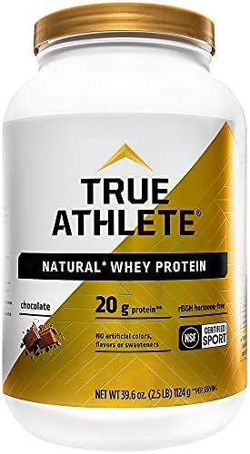 True Athlete Natural Whey Protein - Chocolate 20G Of Protein Per Serving - Probiotics For Digestive Health Hormone  (2.5 Pound Powder)