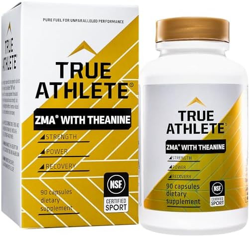 True Athlete Zma With Theanine – Supports Muscle Recovery Strength & Sleep – Zinc Magnesium Vitamin B6 & Theanine Formula For Relaxation & Performance (90 Capsules)