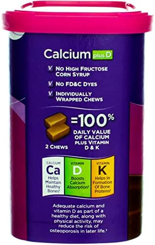 Viactiv Max Formula Calcium +Vitamin D3 Supplement For Bone Health Milk Chocolate 100 Soft Chews - 6 Pack