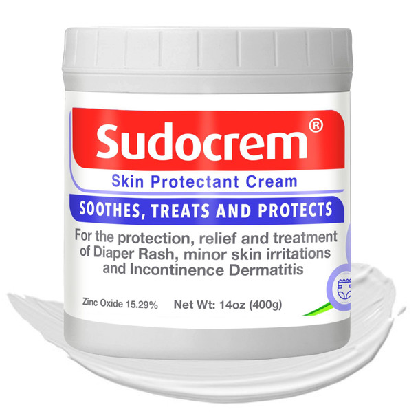 Sudocrem Diaper Rash Cream for Baby's Skin Triple Action Diaper Rash Paste that Soothes Treats and Protects 15.29% Zinc Oxide Cream - 14oz (400g)