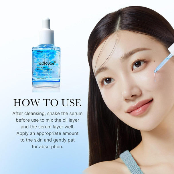 Medicube Hyaluronic Acid Multipeptide Serum, Korean Moisturising Essence for Dry and Mixed Skin - 30ml