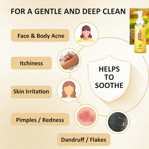 Bee & Flower Sulfur Soap Liquid Shampoo & Body Wash - Daily Head to Toe Skin Care Product for Men and Women - 16.8 Fl Oz