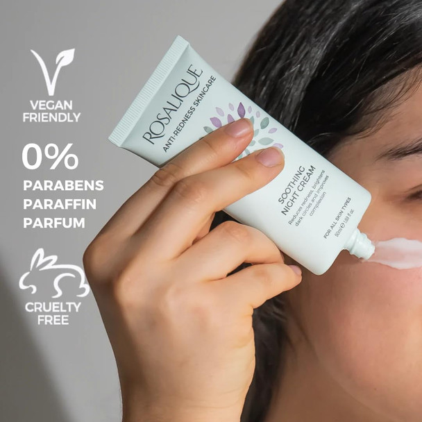 Rosalique Soothing Night Cream 50ml: Ultimate Calm for Sensitive Skin - Clinically Proven IBR-CalmDeAge® α-Bisabolol Provitamin B5 & Natural Moisturisers.