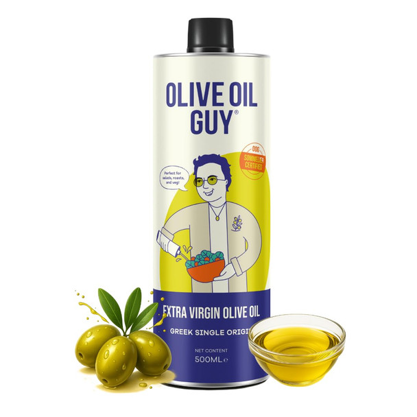 The Olive Oil Guy Olive Oil Extra Virgin High Polyphenol Koroneiki Olive Oil Greek Single Origin Cold Pressed & Early Harvest First Edition Can 500ml