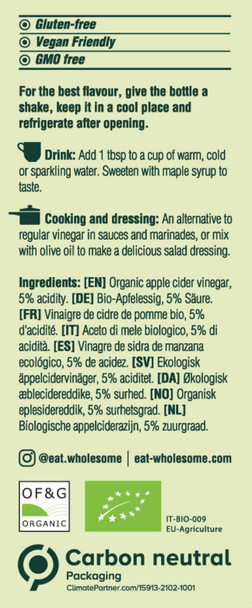 Eat Wholesome Organic Apple Cider Vinegar 1L