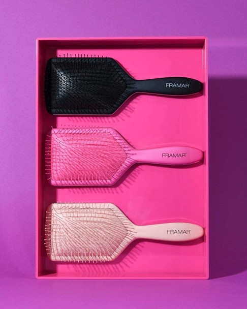 Framar Detangler Brush, Paddle Brush Elegant Detangling Brush, No more Tangles Hair Brush Hair Brushes for women, men and children (Pink)