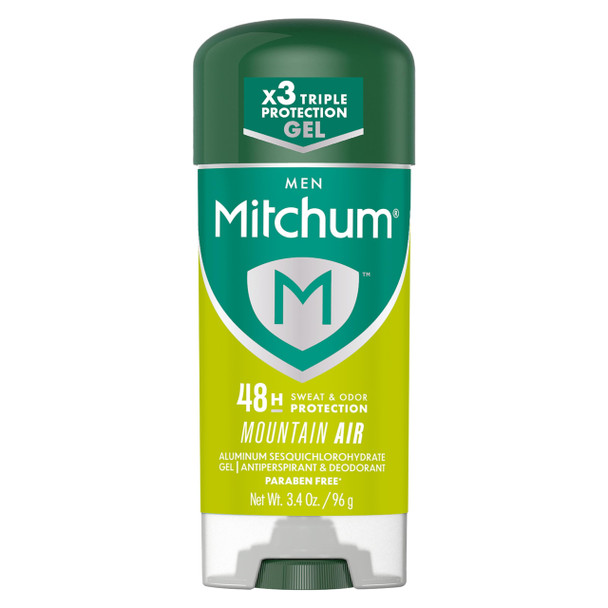 Mitchum Men’s Antiperspirant Deodorant Gel Stick Mountain Air Scent 48HR Sweat & Odor Protection Triple Odor Defense Alcohol-Free Dermatologist Tested 3.4 oz