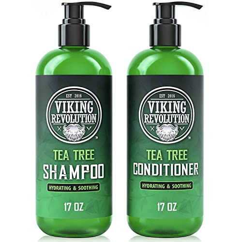 Viking Revolution Tea Tree Shampoo And Conditioner Set - Hydrates Moisturizes & Soothes Dry And Itchy Scalps - With Natural Tea Tree Oil - 17 Oz