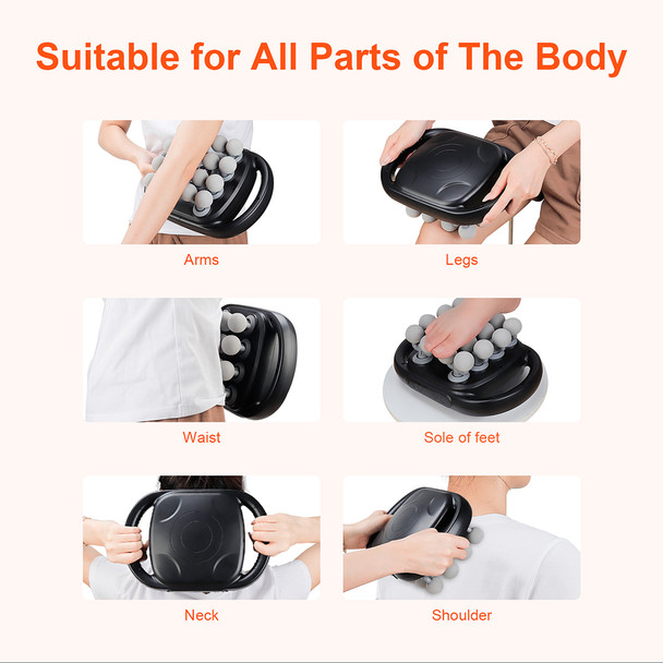 16-Head Fascia Gun High-Frequency Vibration Body Massage Gun Waist and Back Massager Neck Shoulder Massager Muscle masajeador (black)