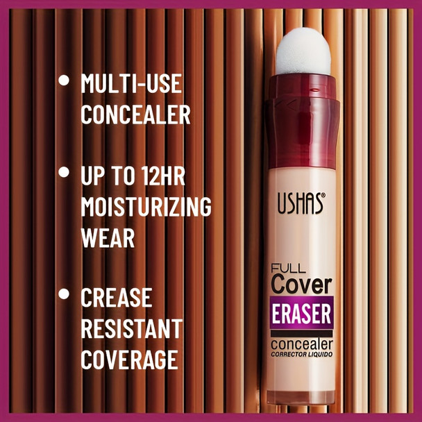 USHAS New Sponge Head Concealer for Dark Circles Freckles Acne Pigmentation and Blemishes Long Lasting Moisturizing Liquid Foundation Color: 12