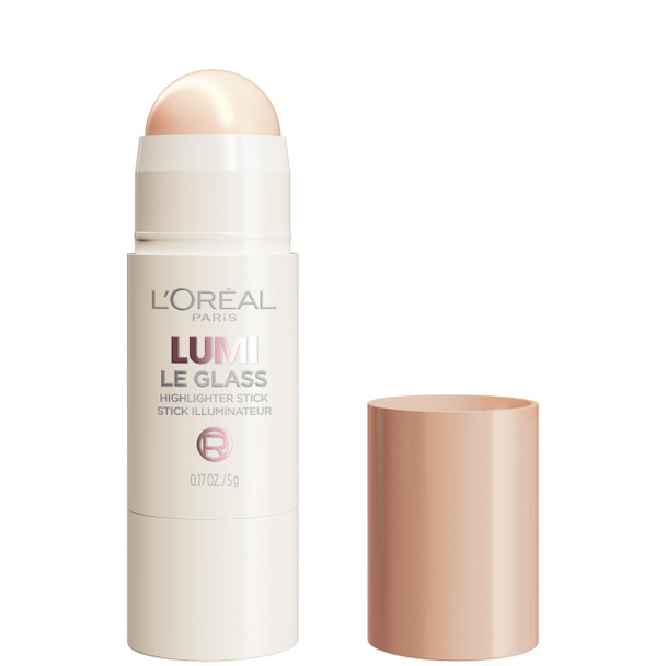 LOreal Paris True Match Lumi Le Glass Highlighter Stick Reflective Translucent Glassy Highlighter for Face and Body 610 Glassy Pearl Eclat 0.17 Oz
