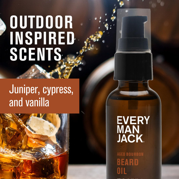 Every Man Jack Men's Beard Oil - Aged Bourbon Fragrance - Deeply Moisturizes and Softens Your Beard Aged Bourbon