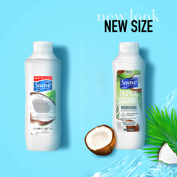 Suave+ Essentials Nourishing Conditioner Infused with Coconut Extract and Vitamin E Tropical Coconut Conditioner with a Long Lasting Fragrance 22.5 oz