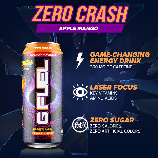 G Fuel Energy Drink, Pomelo White Peach, Sugar Free Beverage with 300mg Caffeine, Daily Energy Boost with Focus Amino, Vitamin + Antioxidants, 16 oz Cans Sage Mode, 12-Pack