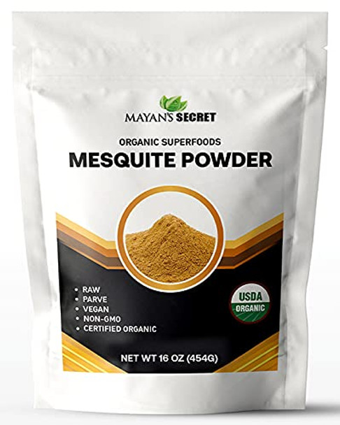 Mesquite Powder USDA Certified Non GMO Vegan Protein Superfood Natural Fiber  Perfect for Smoothies and Baking 16 Ounces