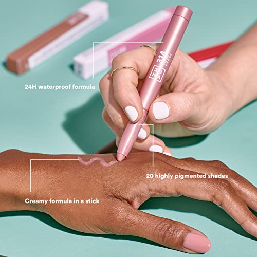 3Ina The 24H Eye Stick - Long Wear Eyeshadow Stick - Creamy Waterproof And Pigmented Eye Shadow - Matte Sparkly Metallic Finish - 848-0.049 Oz