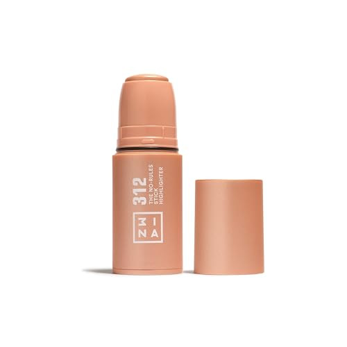 3Ina Makeup - The No - Rules Stick Highlighter 312 - Rose Gold Tone Pen Highlighter - For Eyes Lips Cheeks - Highlighter Makeup Stick For Natural And Luminous Finish - Vegan - Cruelty