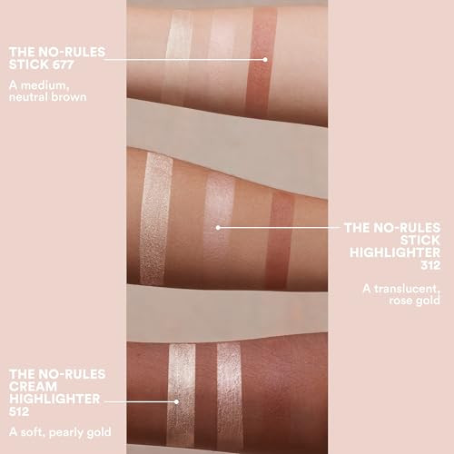 3Ina Makeup - The No - Rules Stick Highlighter 312 - Rose Gold Tone Pen Highlighter - For Eyes Lips Cheeks - Highlighter Makeup Stick For Natural And Luminous Finish - Vegan - Cruelty