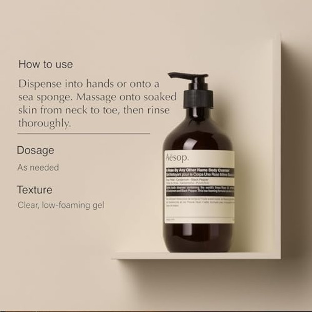 Aesop A Rose By Any Other Name Gentle Body Cleanser With Rose Petal Oil & Skin-Softening Botanicals 16.9 Oz / 500Ml + Eleos Nourishing Body Cleanser Sample