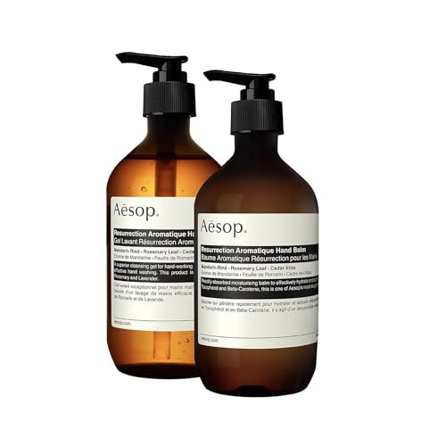 Aesop Resurrection Hand Wash & Balm Set Woody Earthy Smoky Duo To Cleanse And Hydrate The Hands 16.9 Oz / 500Ml