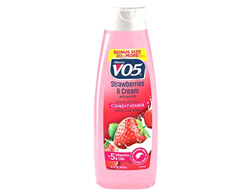 Alberto Vo5 Strawberries & Cream Shampoo And Conditioner Kit Moisturizing With Soy Milk Softens And Shines With 5 Vitamins & Oils Paraben Silicone 15 Fl Oz (3 Of Each)