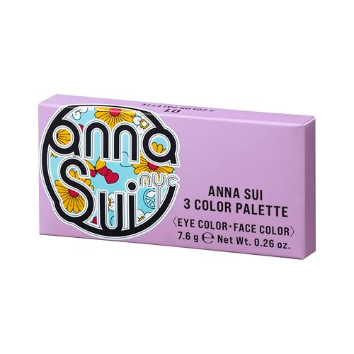 Anna Sui 3-Color Palette Sheer & Layerable Eye & Cheek Makeup Natural Muted Shades With Pearl Shimmer Lightweight Blendable Texture Compact Case 04 Enchanting Palette​ With Soft Greige 0.26 Oz