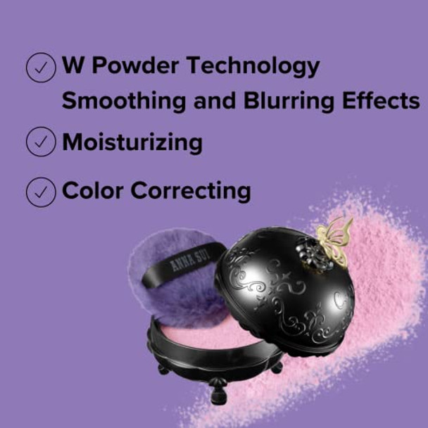 Anna Sui Loose Face Powder Case Only - Refill Sold Separately Black Vanity Case With Butterfly Motif Come With Purple Puff