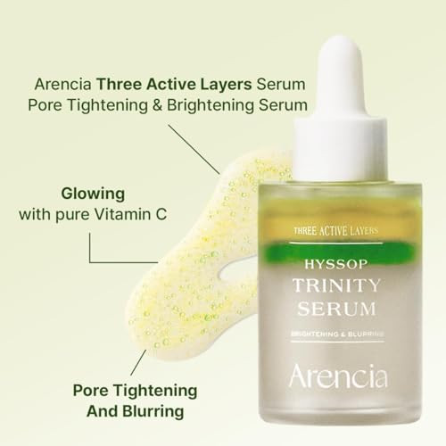 Arencia Hyssop Trinity Serum - Face Serum For Hydration Glow Long-Lasting Moisture Pore Tightening Blurring Anti-Aging - Fresh Ingredients 3 Active Layers