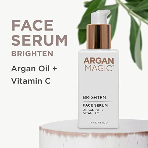 Argan Magic Brighten Face Serum With Vitamin C & Argan Oil - Hydrating & Brightening Formula Reduce Dark Spots Fine Lines & Wrinkles (2 Oz)