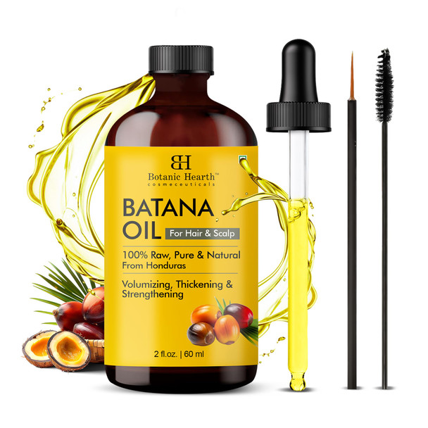 Botanic Hearth 100% Pure Batana Oil For Hair Growth- Weightless(Glass Bottle 2 Fl Oz) From Hondurashair Oil Repairs Dry Damaged Hair Strengthening Healthier Hair- Hair Tonic