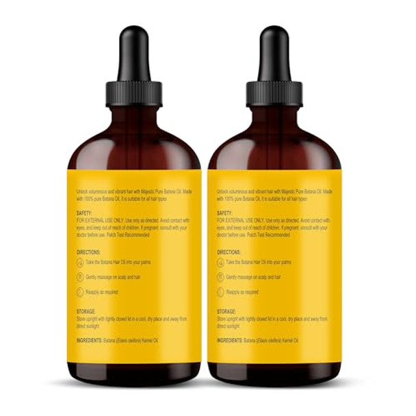 Botanic Hearth 100% Pure Batana Oil For Hair Growth- Weightless(Glass Bottle 4 Fl Oz-Pack Of 2) From Hondurashair Oil Repairs Dry Damaged Hair Strengthening Healthier Hair- Hair Tonic