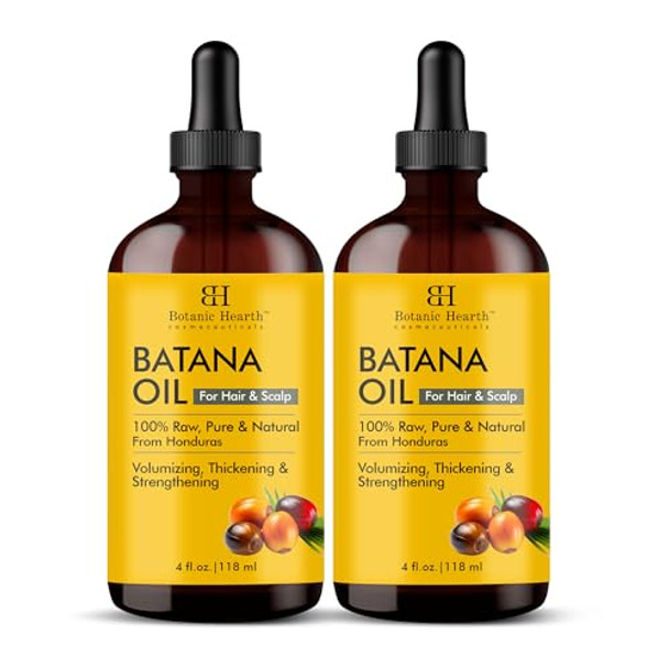 Botanic Hearth 100% Pure Batana Oil For Hair Growth- Weightless(Glass Bottle 4 Fl Oz-Pack Of 2) From Hondurashair Oil Repairs Dry Damaged Hair Strengthening Healthier Hair- Hair Tonic