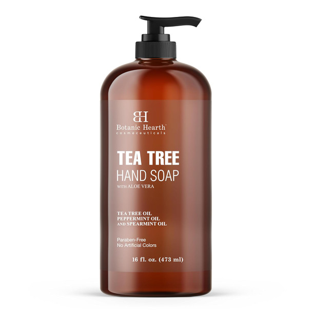 Botanic Hearth Tea Tree Liquid Hand Soap Sulfate Formula Multi Purpose Hand Wash With Aloe Vera And Premium Grade Tea Tree Oil Pump Dispenser 16 Fl Oz