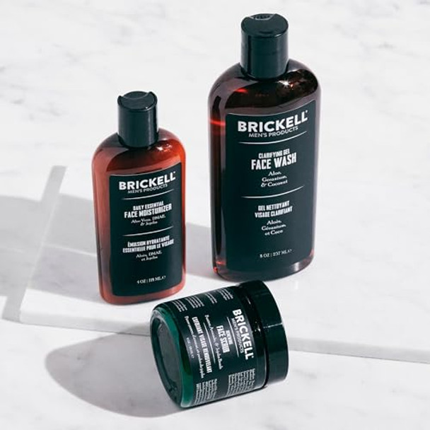 Brickell Men'S Daily Advanced Face Care Routine I Gel Facial Cleanser Wash Face Scrub Face Moisturizer Lotion Natural And Organic Unscented Men'S Skin Care Set