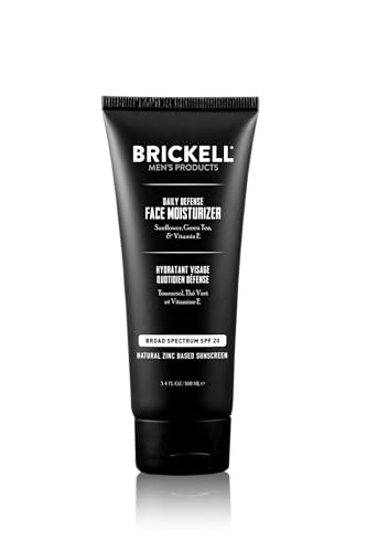 Brickell Men'S Daily Defense Spf20 Face Moisturizer For Men Natural & Organic Zinc Oxide Face Moisturizing Mineral Sunscreen Hydrates & Protects Skin Against Harmful Uva/B Rays 3.4Oz Unscented
