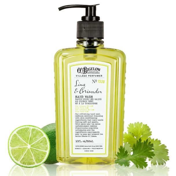 C. O. Bigelow Lime Coriander Hand Wash Village Perfumer Liquid Hand Soap With Aloe Vera & B5 10 Fl Oz