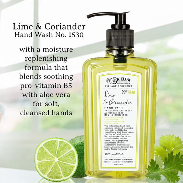 C. O. Bigelow Lime Coriander Hand Wash Village Perfumer Liquid Hand Soap With Aloe Vera & B5 10 Fl Oz