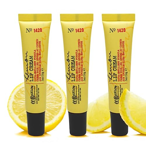 C.O. Bigelow Lemon Body Cream- No. 005 32 Oz. & Lemon Lip Cream Trio 0.5 Oz./ 14G Each. Pack Of 3