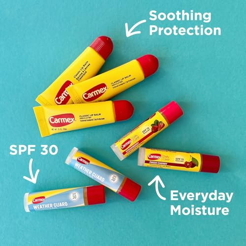 Carmex Classic Weather Guard And Daily Care Moisturizing Lip Balm Pack 7-Count Lip Care Variety Pack Bag (3 Tubes 4 Sticks)