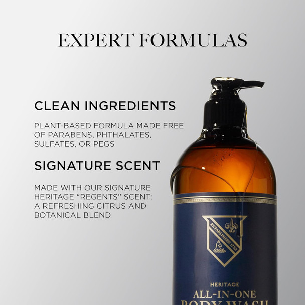 Caswell-Massey Heritage All-In-1 Body Wash Use As A Face Wash Beard Wash Shampoo Body Wash & Shave Gel Signature Heritage Soap For Men 12 Fl Oz Made In Usa