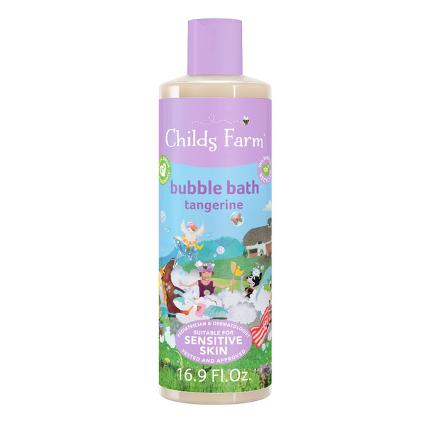 Childs Farm Kids Bubble Bath For Dry Sensitive Skin Organic Tangerine Gently Cleanses & Soothes Vegan Cruelty- 16.9 Fl Oz