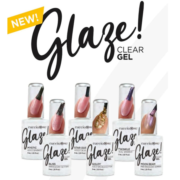 Cuccio Pro Glaze Gel Nail Polish Topper Moon Beam (Pink Iridescent Shimmer) 12- Led/Uv Soak-Off Glitter Top Coat 0.50 Oz