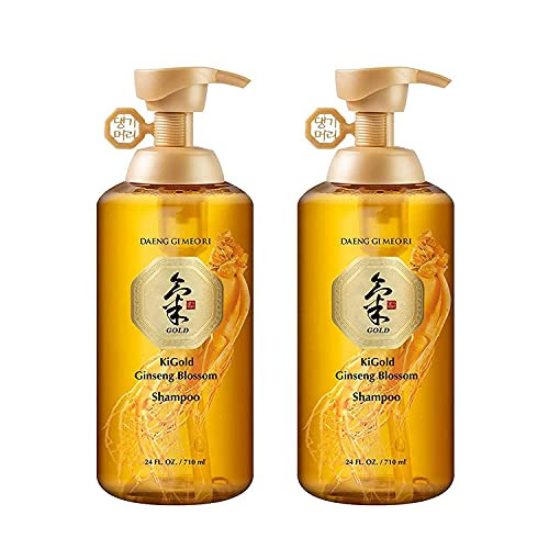 Daeng Gi Meo Ri- Ki Gold Ginseng Blossom 2 Shampoo Set Real Ginseng Inside Herbal Shampoo Hair Growth Preventing Hair Loss 24.01 Fl Oz Each