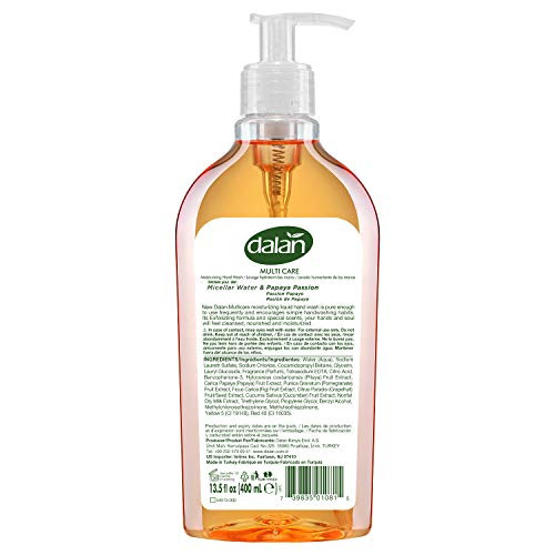 Dalan Papaya Passion Multicare Ultra Moisturizing Liquid Hand Soap For Normal And Dry Hands Fresh Clean And Soft Feeling (13.5 Fl Oz / 400 Ml (Pack Of 3))