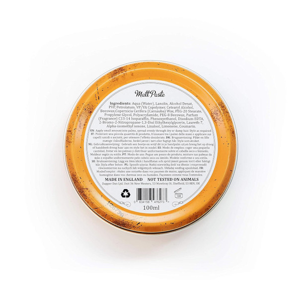 Dapper Dan Matt Paste High Hold Low Shine Hair Paste For Men Versatile Hair Product With Flexible Hold For All Styles Vintage Cologne Fragrance 2 X 3.38 Fl Oz