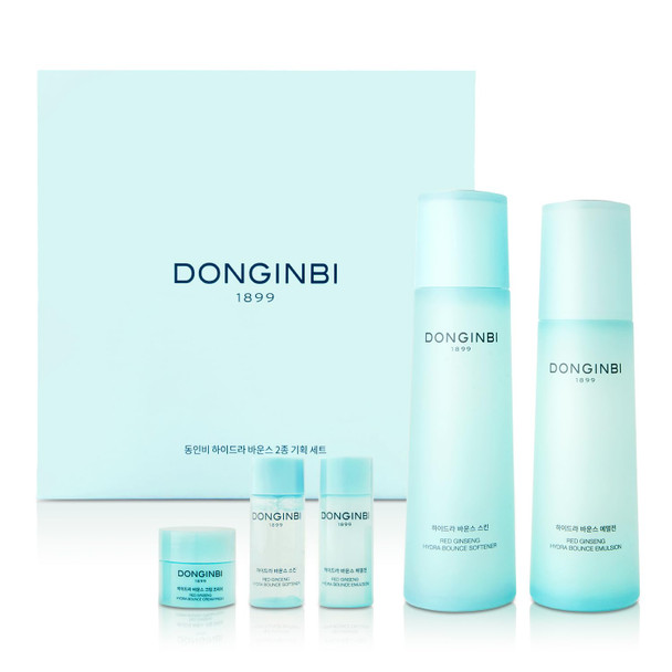 Donginbi Red Ginseng Hydra Bounce Cream Fresh Travel Kit - Hydrating Toner With Hyaluron Acid Soothing & Firming Cream Red Ginseng Essence Korean Skin Care Set S For Women