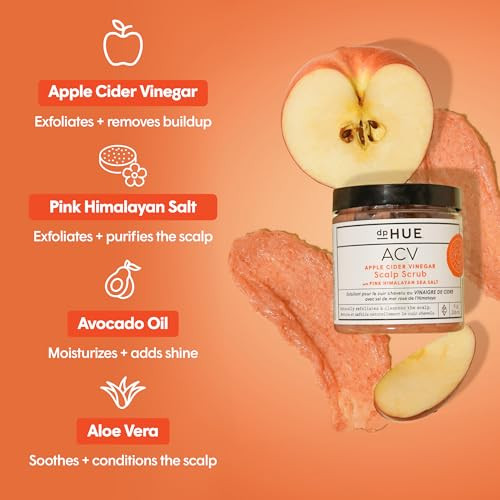 Dphue Apple Cider Vinegar Scalp Scrub With Pink Himalayan Sea Salt 9 Oz - Natural Exfoliating Scrub & Dry Scalp Treatment - Aloe Vera & Avocado Oil - Gluten Vegan