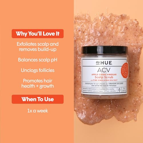 Dphue Apple Cider Vinegar Scalp Scrub With Pink Himalayan Sea Salt 9 Oz - Natural Exfoliating Scrub & Dry Scalp Treatment - Aloe Vera & Avocado Oil - Gluten Vegan